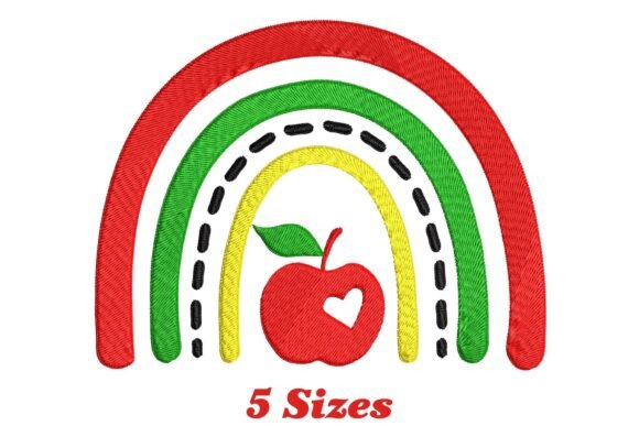 Bright Rainbow Apple Embroidery Design: A Whimsical Addition to Your Fabric Creations