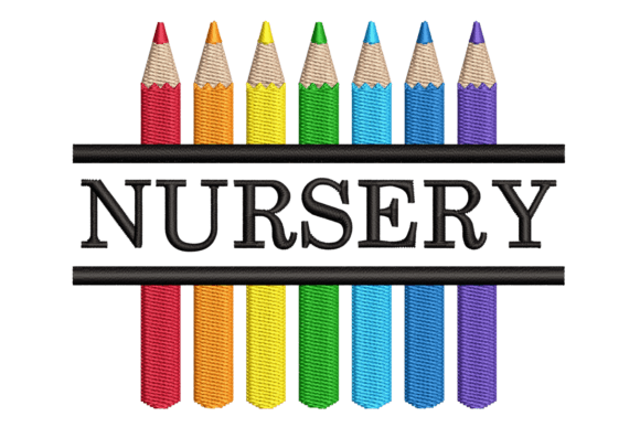 Nursery Split Colored Pencils: A Creative Embroidery Design for Personalized Items