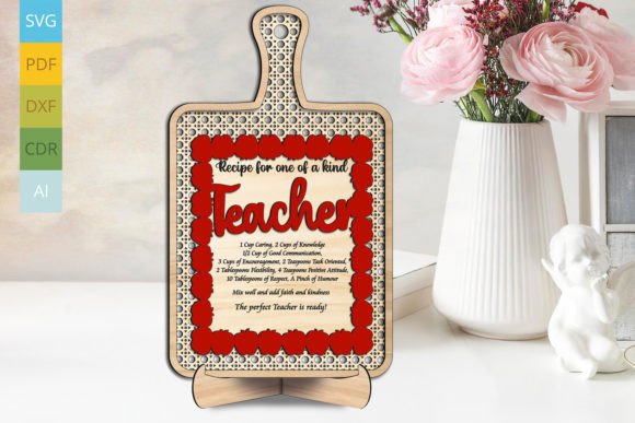 Teacher Rattan Cutting Board Apple SVG