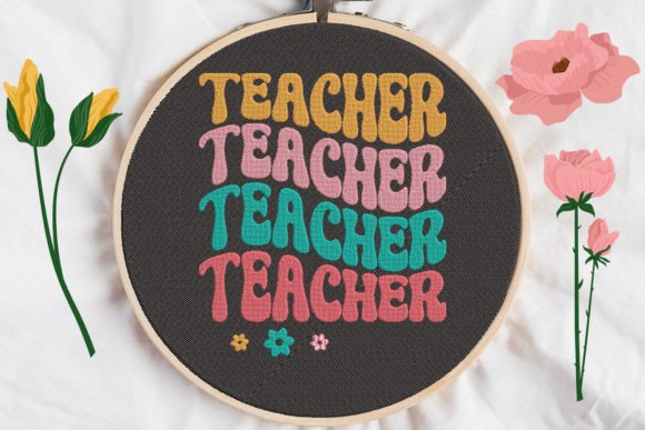Teacher Sign Echo Stacked: A Strategic Embroidery Design for Purposeful Creativity